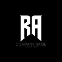 ra brief logo ontwerp. eerste brieven ra gamen logo icoon voor technologie bedrijven. tech brief ra minimaal logo ontwerp sjabloon. ra brief ontwerp vector met wit en zwart kleuren. ra