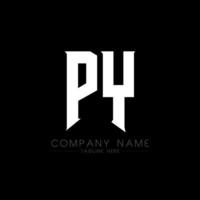 py brief logo ontwerp. eerste brieven py gamen logo icoon voor technologie bedrijven. tech brief py minimaal logo ontwerp sjabloon. py brief ontwerp vector met wit en zwart kleuren. py