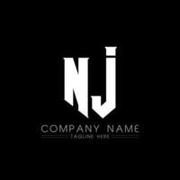 nj brief logo ontwerp. eerste brieven nj gamen logo icoon voor technologie bedrijven. tech brief nj minimaal logo ontwerp sjabloon. nj brief ontwerp vector met wit en zwart kleuren. nj