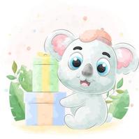 schattig tekening een koala met waterverf illustratie vector