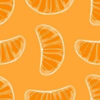 naadloos patroon met iillustration een plak mandarijn Aan oranje achtergrond vector