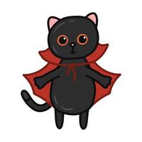 halloween kawaii kat met kostuum vector illustratie