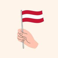 tekenfilm hand- Holding oostenrijks vlag icoon. de vlag van Oostenrijk, concept illustratie. vlak ontwerp geïsoleerd vector. vector