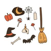 doodled halloween pictogrammen vector