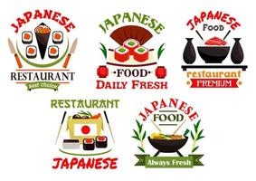 Japans voedsel restaurant emblemen vector