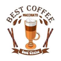 macchiato koffie. cafe embleem vector