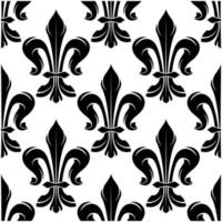 zwart en wit fleur-de-lis Koninklijk patroon vector