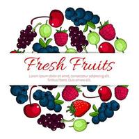 vers Woud en tuin fruit, bessen poster vector