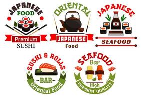 oosters Japans voedsel restaurant pictogrammen vector