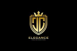 eerste jc elegant luxe monogram logo of insigne sjabloon met scrollt en Koninklijk kroon - perfect voor luxueus branding projecten vector