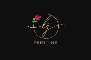 eerste lj vrouwelijk logo schoonheid monogram en elegant logo ontwerp, handschrift logo van eerste handtekening, bruiloft, mode, bloemen en botanisch met creatief sjabloon. vector