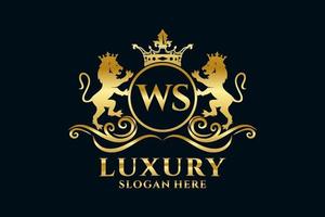 eerste ws brief leeuw Koninklijk luxe logo sjabloon in vector kunst voor luxueus branding projecten en andere vector illustratie.