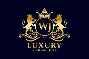 eerste wj brief leeuw Koninklijk luxe logo sjabloon in vector kunst voor luxueus branding projecten en andere vector illustratie.