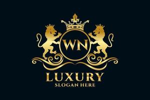 eerste wn brief leeuw Koninklijk luxe logo sjabloon in vector kunst voor luxueus branding projecten en andere vector illustratie.