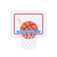 een basketbal dat is gegooid in de mand in een sport vector