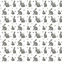 een patroon van een reeks van konijnen, hazen contour van verschillend tinten van grijs. geïsoleerd wit achtergrond, vlekken, schaduwen. vector illustratie in chaos in de mengen.