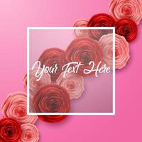 gelukkig Internationale vrouwen dag met rozen bloem, vlinders, harten en plein kader Aan roze achtergrond vector
