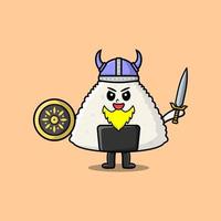 schattig tekenfilm rijst- Japans sushi viking piraat vector