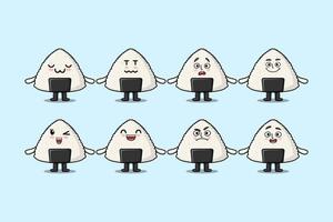 reeks kawaii rijst- Japans sushi tekenfilm karakter vector