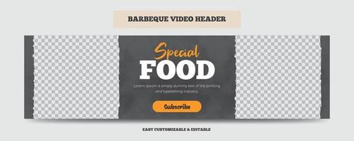 barbecue video Hoes hoofd sjabloon. heerlijk rooster bbq voedsel video web banier vector