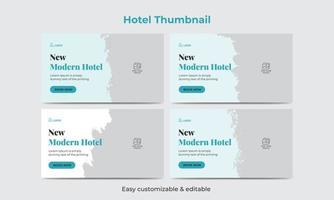 hotel reizen en tour video miniatuur ontwerp bundel hotel toerisme afzet onderhoud video miniatuur vector