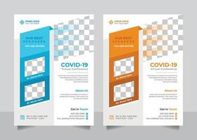 covid 19 virtueel conferentie bedrijf folder poster banier brochure sjabloon vector ontwerp