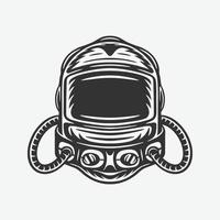 wijnoogst retro houtsnede ruimte heelal helm. kan worden gebruikt Leuk vinden embleem, logo, insigne, label. markering, poster of afdrukken. monochroom grafisch kunst. vector illustratie.