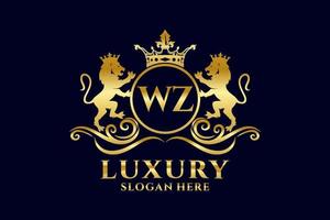 eerste wz brief leeuw Koninklijk luxe logo sjabloon in vector kunst voor luxueus branding projecten en andere vector illustratie.