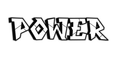 macht woord graffiti stijl letters.vector hand- getrokken tekening tekenfilm logo illustratie. grappig koel macht brieven, mode, graffiti stijl afdrukken voor t-shirt, poster concept vector