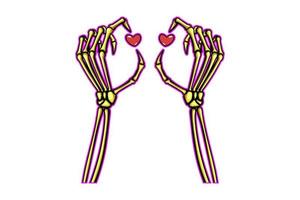 skelet hand- en liefde symbool middelen paar in liefde voor altijd, perfect voor halloween shirt, sticker, afdrukken, kunst vector