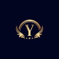 luxe brief y logo Koninklijk goud ster vector