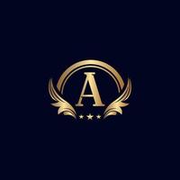 luxe brief een logo Koninklijk goud ster vector