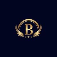 luxe brief b logo Koninklijk goud ster vector