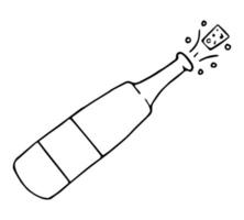 tekening Open fles van Champagne. schattig vector illustratie van kurk vliegend van een Champagne fles. pret clip art voor viering.