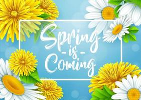 voorjaar achtergrond met meerdere bloem lauwerkrans. vector illustratie