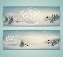 winterlandschap Kerst banners met sneeuwmannen vector