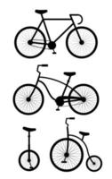 vector reeks van vlak fiets silhouet