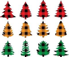 plaid Kerstmis boom winter Woud luipaard boom vector reeks vakantie kaart