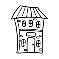 schattig huis schets tekening tekenfilm stijl vector illustratie voor kleur boek