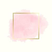 roze aquarel splash in gouden frame op geel vector