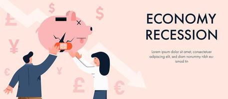 economie recessie ontwerp met mensen repareren spaarvarken vector