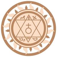 vader pentagram, een Slavisch symbool versierd met een ornament in een krans van Scandinavisch weven. beige modieus vector