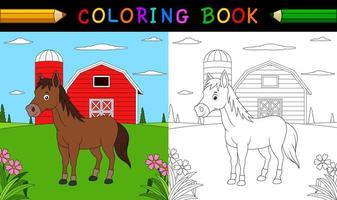 tekenfilm paard kleur boek vector