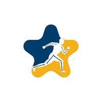 fysiotherapie behandeling ster vorm concept logo ontwerp sjabloon vector met mensen rennen. kleurrijk vector Gezondheid. fysiotherapie kliniek logo. fysiotherapie logo