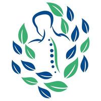 biologisch chiropractie logo ontwerp vector illustratie. menselijk ruggegraat pijn logo. wervelkolom zorg logo.