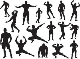 bodybuilder silhouetten reeks vector