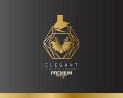 luxe fles parfum logo sjabloon. logo voor kunstmatig, schoonheid, salon, Product, huid zorg. vector