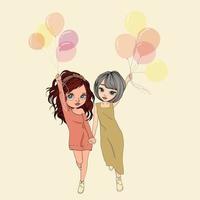 twee vrouwen met ballonnen vector