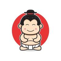 schattig sumo mascotte karakter tekenfilm icoon logo illustratie vector