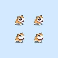 schattige shiba inu hond cartoon set vector